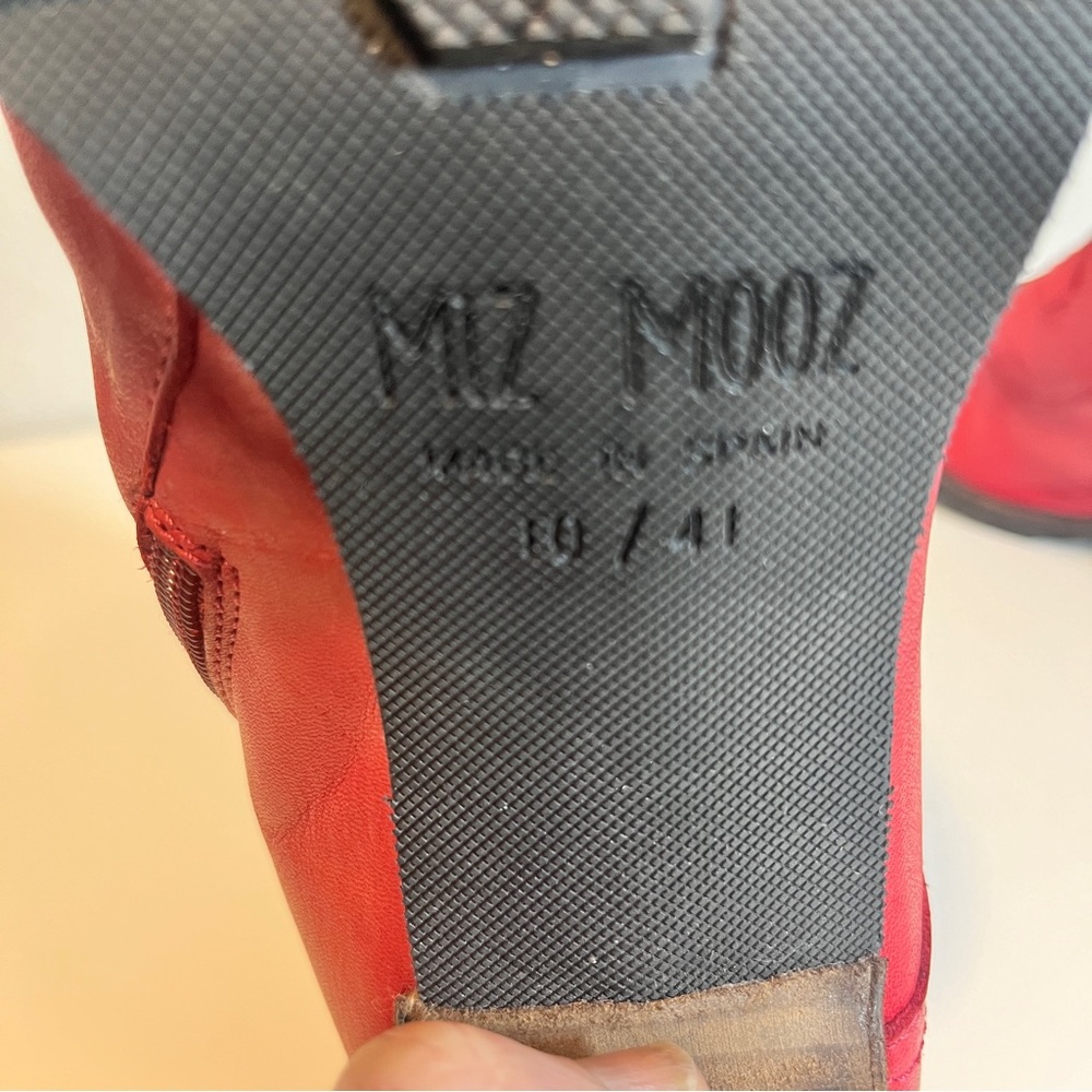 Miz Mooz Red Leather Button Ankle Boots - Picture 7 of 8